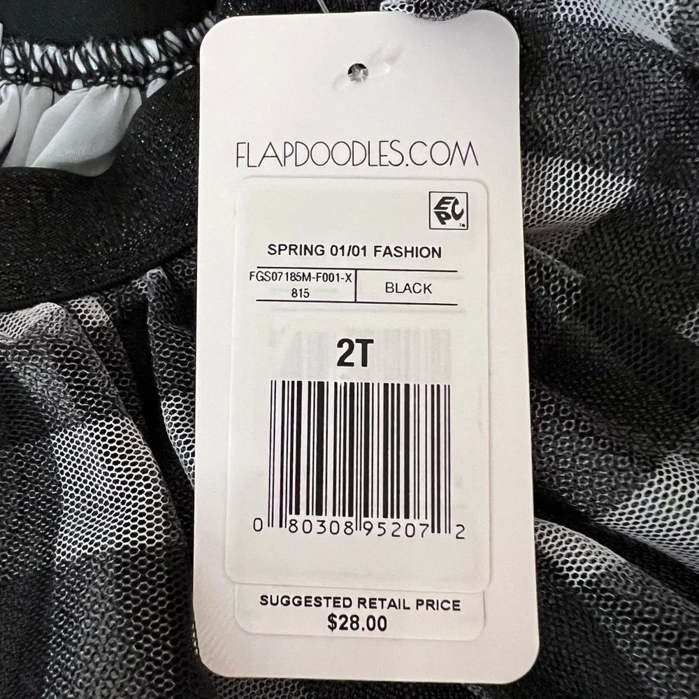 Flapdoodles Black & White 2 pc skirt and Top girls 2T NWT